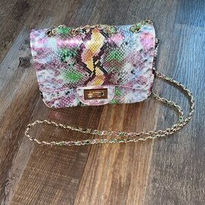 Multi colored snake skin purse